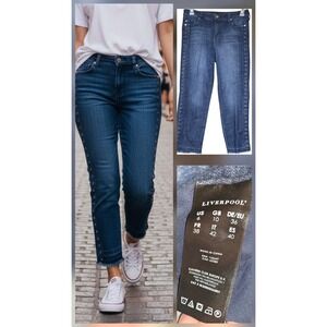 Liverpool Womens Jeans The Crop Straight Lace Up Distress Size 6 31x26 6x28